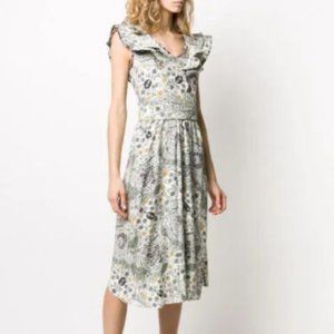 Isabel Marant Étoile Ruffle Trim Coraline Dress Printed Midi XS